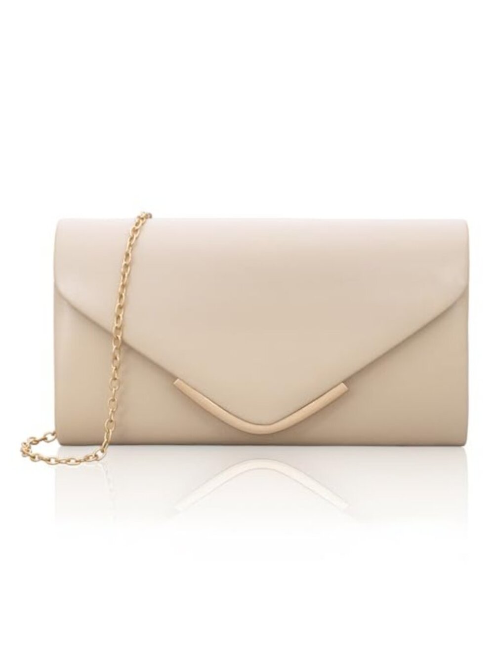 Vegan Leather Envelope Clutch Purse with Chain Detachable Evening Bag
